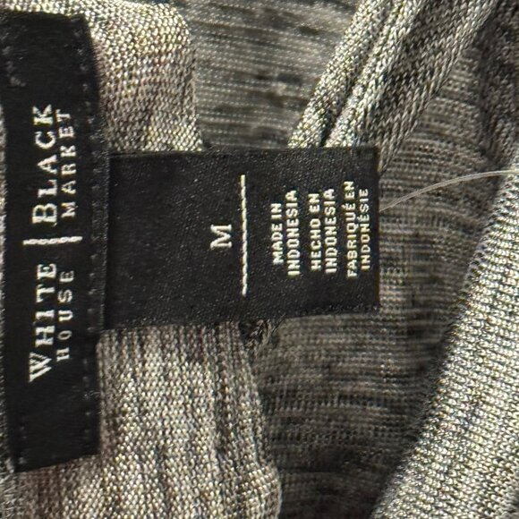 White House Black Market Gray Drape Neck Long Sleeve Top Sz M blouse - Picture 3 of 12